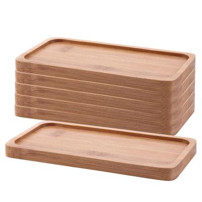 China 6.75 Inch Flower Pot Tray Samlll Rectangle Bamboo Tray Ceramic Planter Pot 6.75*3.5*0.5 inch or customized for sale