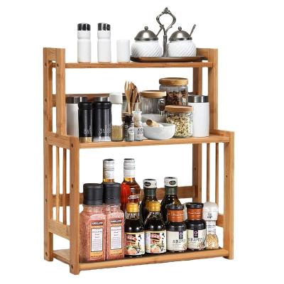 China Wholesale 3 Tier Sustainable Kitchen Bamboo Spice Rack Wall Mounted Organizer for sale