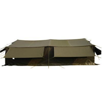 China Extended Type Living Ridge Tent Refugee Camp Tent Disaster Relief Shelter Tent Luxury Waterproof Glamping Heavy Duty Cotton Canvas Family Tent for sale