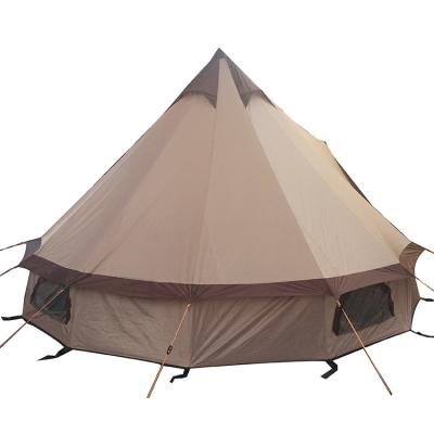 China Extended type 5m color 6 color canvas lotus bell tent hot sale glamping tent per person luxury yurt tepee tent khaki waterproof glamping for sale