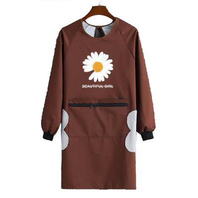 China SANITARY coverall adult female waterproof oil-proof kitchen cooking apron long-sleeved Korean version of the home work clothes wholesale for sale