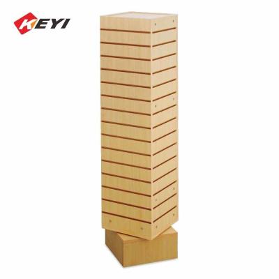 China 4 Sided Slatwall Display Floor Rotating Display Stand For Snacks for sale