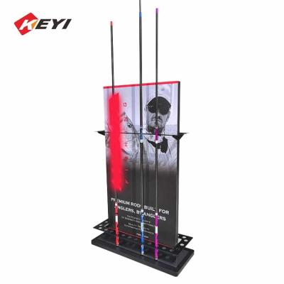 China Custom Graphics And Black Metal 24 Fishing Rod Display Stand For Sale for sale