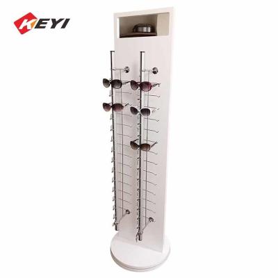 China Custom Gas Station Floor Rotating Display Two Side Wood Sunglasses Display Rack for sale