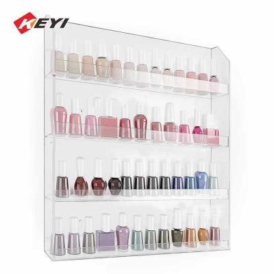 China Wall Mounted 4 Tier Clear Acrylic Nail Polish Display Rack for sale