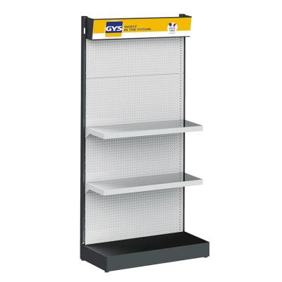 China Multipurpose Pegboard Tools Display Rack With 2 adjustable Metal Shelf And Hooks for sale