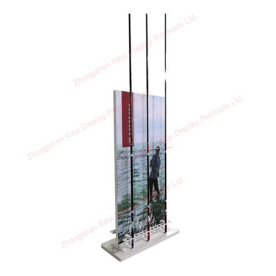 China Floor Standing Double Sided 24 Holes Fishing Rod Rack Display Stand With Graphic Printing for sale