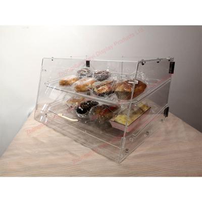 Китай Bakery Counter Top Clear Acrylic Bread Display Case - 2 Tray And Magnetic Suction Door продается