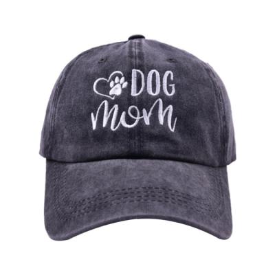 China Custom Paw Six Panel Cotton Adjustable Dogs Baseball Hats Cat Mom Fur Mom Denim Jeans Baseball Cap COMMON Hat Women Dog Mom for sale