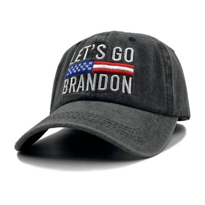 China COMMON Let Us Go Brandon FJB Distressed Dad Hat Embroidery Baseball Cap For Men Funny Washed Denim Adjustable Hats Fashion Casual Hat for sale