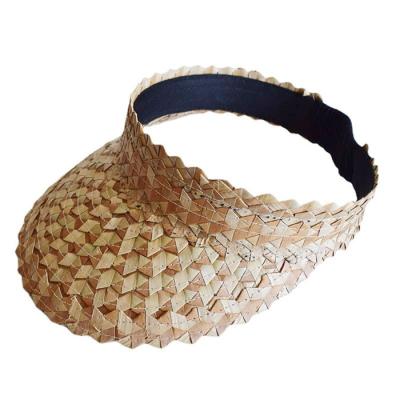 China Picture Bali Straw Eco Sun Visor For Women High Quality Straw Hat Plain Visor Straw Sun Visor Summer Beach Hat Spotted Colorways For Hawaii for sale