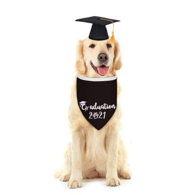 China Viable 2021 Dog Graduation Bandana Pet Graduation Hats With Yellow Tassel Set Dress Gown Costume Pet Scarf Accessories For Dogs Cats for sale