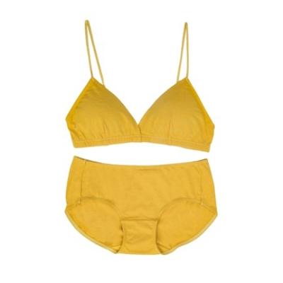 China Cotton Breathable Soft Comfortable Basic Sports Sets Panties And Sexy Bra Set for sale