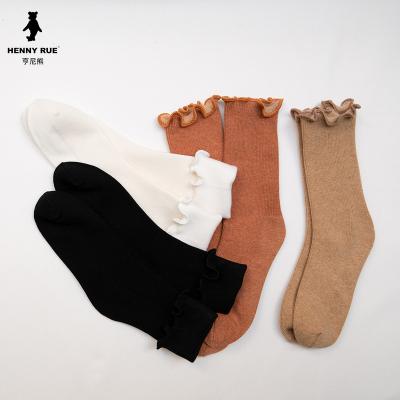 China Breathable High Quality Colorful Cotton Socks Women Agaric Ruffle Edge Patch Socks Soft Warm Socks for sale