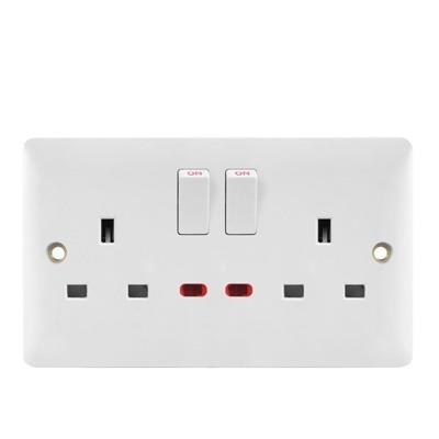 China High Quality Residential/General Purpose UK Residential/Universal Double Switched Double Socket Outlet 250V 13A Electrical Electrical Accessories Wall Switches Electrical Outlets and Switches for sale