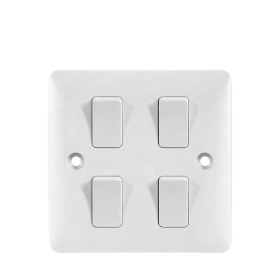 China 4gang 1way Switch 4gang 1way Switch Wall Switch Socket Switch BS Alloy Professional Electrical Manufacture 4gang 1way White Standard Copper Point VGT 10 Amp,Silver for sale