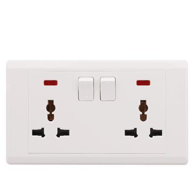 China Double and Eco-friendly Double Switched Wall 13A Double Switch Wall Outlet 13A Green Multi Switch Socket Electric Power Socket With PC Neon Wall Switch/Universal Socket/Electrical Accessories for sale