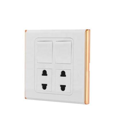 China Illuminated Switched Socket 2gang illuminated switched socket switch with 4pin socket and plug wall socket switch electrical accessories 13A single pole electrical standard ground NC; ZHE for sale