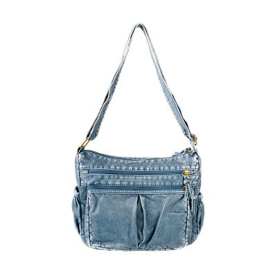 China Washed/Soft/Skin Fabric/Wear Resistance Custom Large High Quality Vintage Luxury Blue Denim Tote Crossbody Bags Wholesale for sale