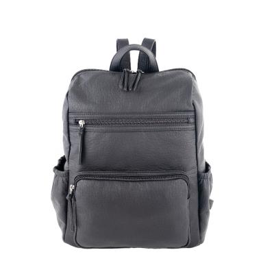 China Waterproof Wholesale New Custom Washable PU Leather Black Large Capacity College Travel Backpack Women's Backpacks for sale