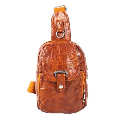 China Waterproof Eco-friendly and skin-friendly Factory Wholesale Vintage Waterproof Crocodile Pu Leather Men's Chest Bag for sale