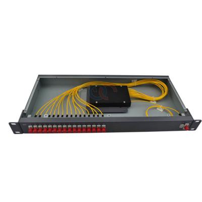 China 1x16 Rack Mount PLC Splitter FC UPC Single Mode G657A Optical Fiber Splitter for sale