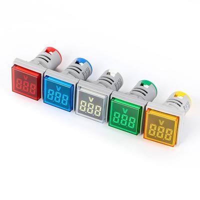 China WHITE RED GREEN YELLOW 22mm Panel Installation LED Indicator Light Digital Display Cylindrical Voltmeter AD101-22VM for sale