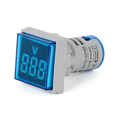 China Cheap Price Bule Color Square Panel LED Digital Voltage Multimeter Wires Digital Display Indicator Voltmeter AD101-22VMS for sale