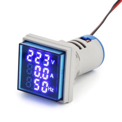 China Waterproof 3-in-1 Voltmeter Ammeter Frequency Meter Led Digital Display Voltage Amp Hertz Meter Measure Blue AD101-22VAHZS for sale