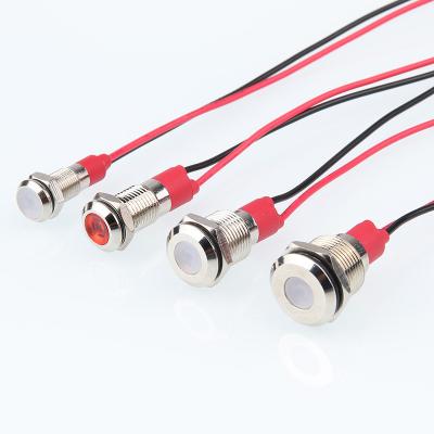 China 8mm Metal Indicator 3-220V Small Round With Light Strip Wire Metal Indicator 6/8/10/12MM for sale