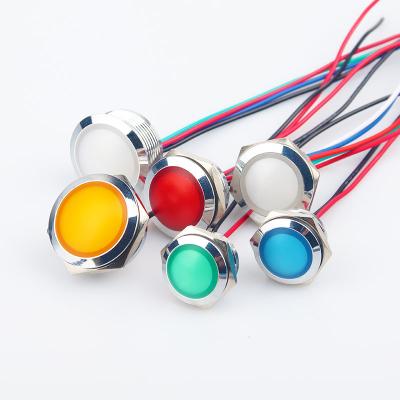 China waterproof 12/16/19/22mm LED 6V 12V 24V 220v metal indicator light signal with 12/16/19/22MM cable for sale