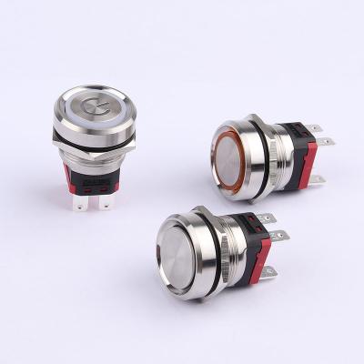 China 22mm 20A current metal push button switch with light and stainless steel not light self-locking snap lug CL22D for sale