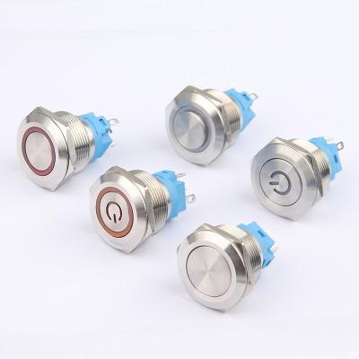 China 22mm LED Light Waterproof Metal Horn Momentary Push Button Switch For Motorcycle Car Boat Max Yellow Green Red CE 5A CL22A for sale