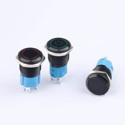 China Black Metal Push Button Switch Small 16mm Lock LED Flash Light Lighting With Line Push Button Switch CL16A for sale