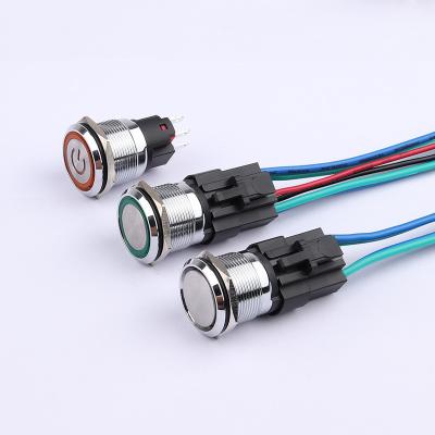 China 1NO 1NC 22mm Max Yellow Green Red White Lamp 12v Stainless Steel Metal Led Blue Push Button Switch for sale