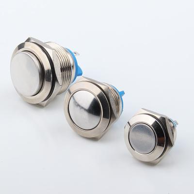 China 1NO 16/19/22 mm shape screw terminal metal waterproof flat push button switch for sale