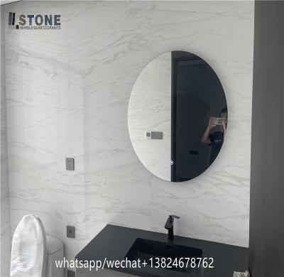 China Modern bathroom wall with white marble bathroom case with cheap stone wall namibia bianco white and white carrara for sale