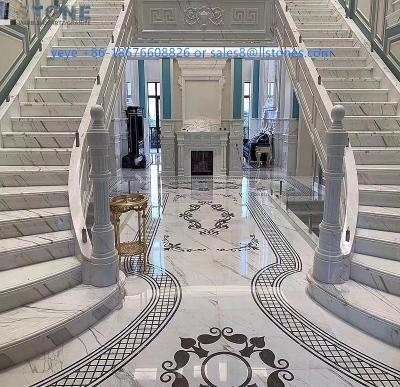 China Modern Carrara White Marble Stairs For Building Materials In Foshan Villa Hotels Projects for sale