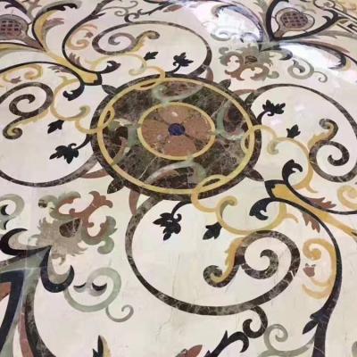 China Modern Home Decor Waterjet Marble Medallion Fireplace Design Flooring for sale