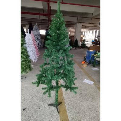 China Wholesale Cheap 6ft Fireproof And Eco-friendly Wrapped Thin PVC Artificial Christmas Tree With Plastic Stand for sale