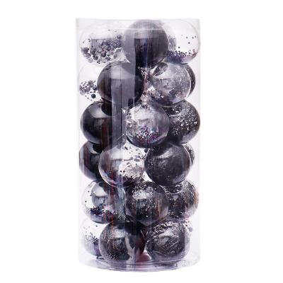 China New Christmas Tree Decoration Clear Black Plastic Transparent Christmas Ball Set For Tree Bauble Ornaments for sale