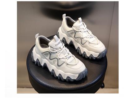 China CUSHIONING new arrivals women shoes 2021 ladies brand fashion platform wedges chunky sneakers leather sports dad sneakers for sale