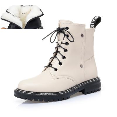 China 2020 new winter army boots women's shoes ladies military martern boots breathable genuine leather short leather cowhide for women for sale