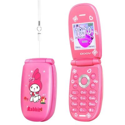 China Mini Cute Pink Rabbit Student Double Button Flip Cell Phone For Kids Feature Unlocked By SIM Card New Cheap Small for sale