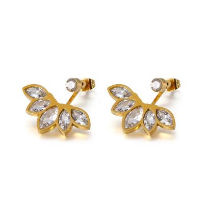 China 2022 Fancy Crystal Earrings Fine Jewelry Flower Shaped Stainless Steel Studs Earrings Wholesale for sale