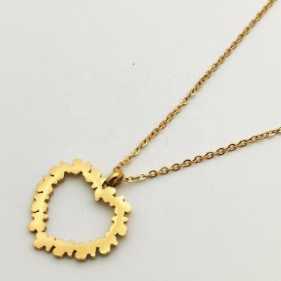 China Cute Hot Sale Designer Inspired Gold Filled Jewelry Cute Bear Shaped Heart Stainless Steel Pendant Necklace for sale