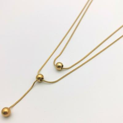 China CLASSIC Fine Tarnish Free 18K Gold Multilayer Jewelry Stainless Steel Wholesale Price Necklace Set for sale