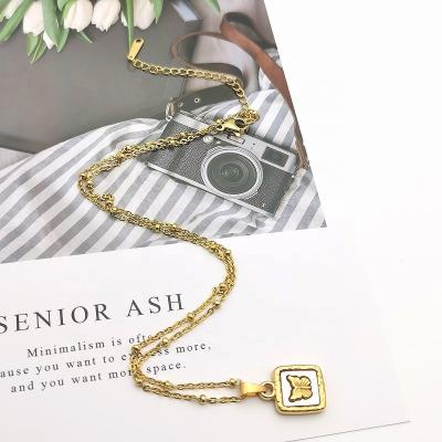 China Fashion Korean Style Butterfly Pretty Fashion Gold Pendant Stainless Steel Chain Butterfly Shell Necklace for sale