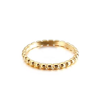 China Casual / Sporty Simple Design Beaded Band Rings 18K Gold Non Tarnish Stainless Steel Rings Jewelry for sale