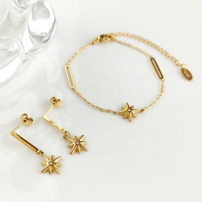 China Best Selling Vintage Stainless Steel Jewelry Personalized Hexagram Star Fashion Earrings Jewelry Sets for sale